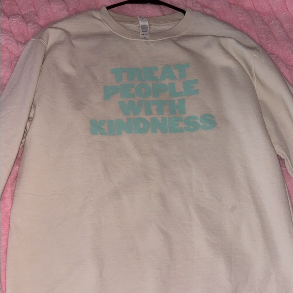 Cream Sweatshirt with Mint Text